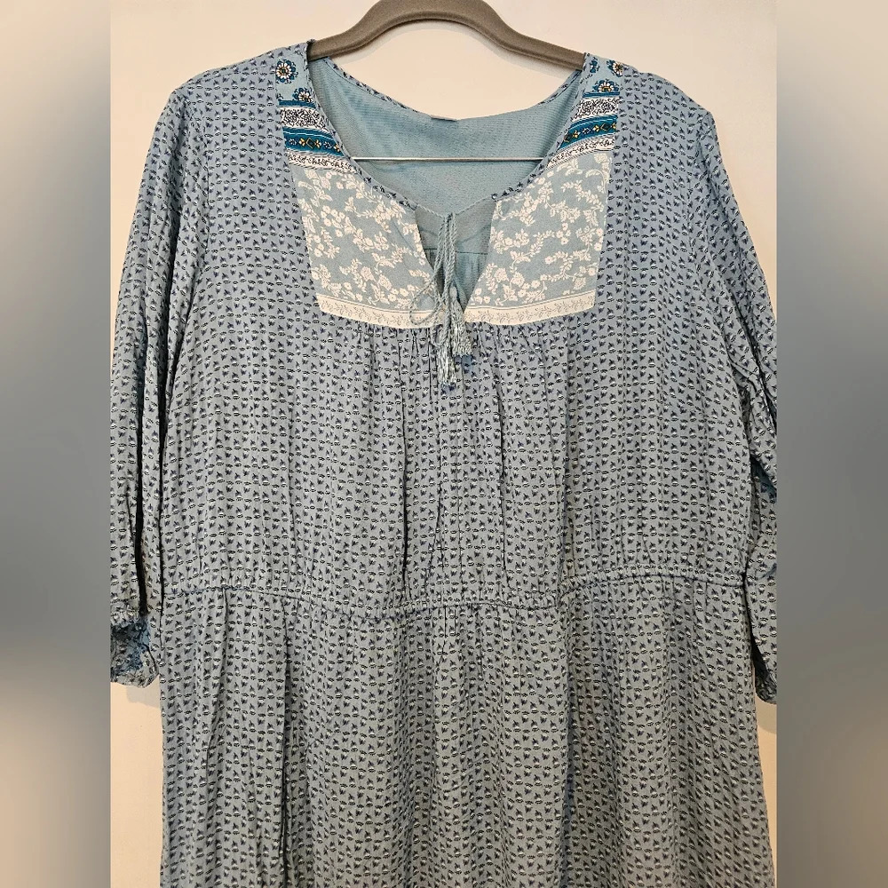 Old Navy Size 2X 100% Rayon Lined Relaxed Tunic Dress Boho Modest Cottagecore - Picture 3 of 10